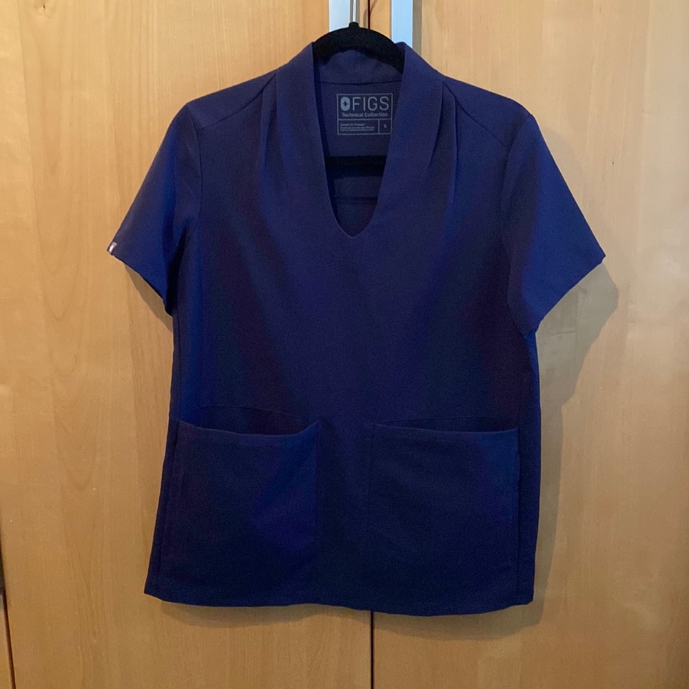 Figs Navy BLUE Scrub Top Size Small